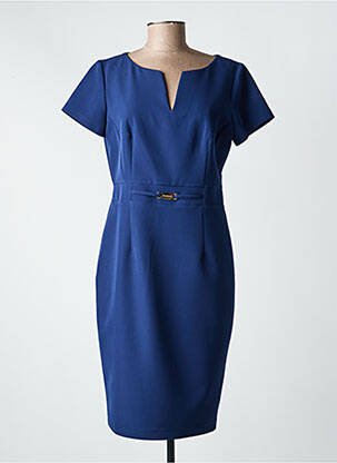 Robe mi-longue manches courtes manches courtes bleu ESTEL COLLECTION femme