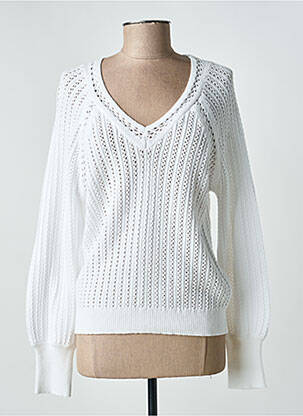 Pull maille ajourée manches longues blanc C'EST BEAU LA VIE femme