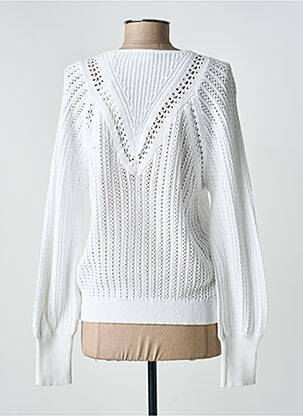 Pull maille ajourée manches longues blanc C'EST BEAU LA VIE femme