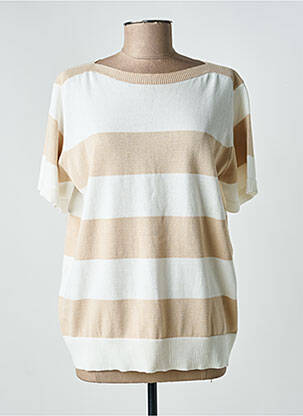 Pull col bateau manches courtes beige SIGNE NATURE femme