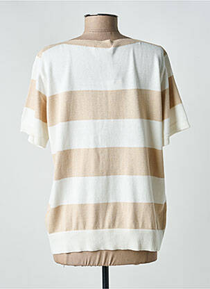 Pull col bateau manches courtes beige SIGNE NATURE femme