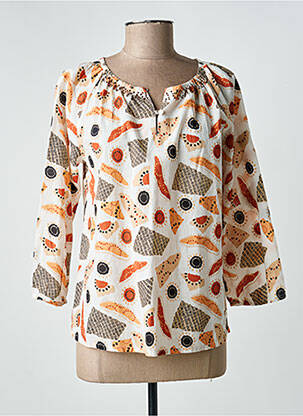 Blouse tissage popeline manches 3/4 orange AGATHE & LOUISE femme