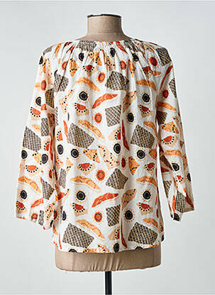 Blouse tissage popeline manches 3/4 orange AGATHE & LOUISE femme
