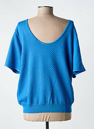 Pull col v manches courtes bleu C'EST BEAU LA VIE femme