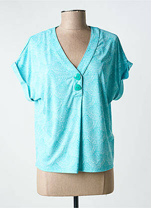 T-shirt imprimé fantaisie manches courtes bleu MARBLE femme