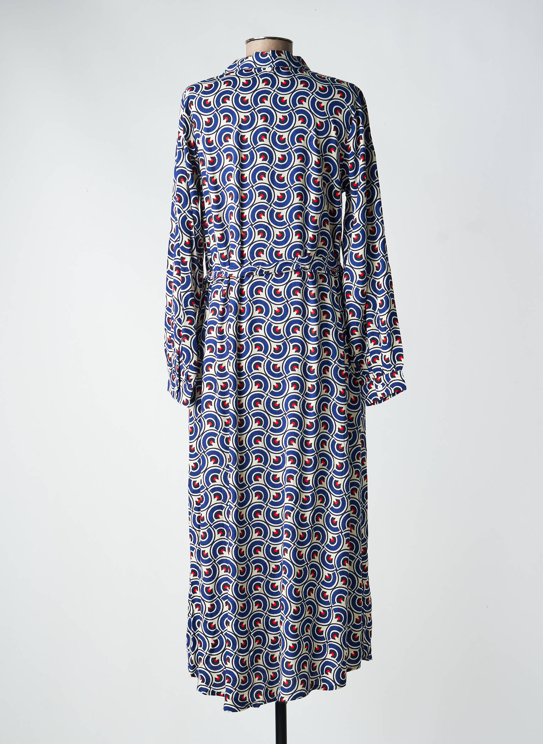 Robe longue imprimé fantaisie manches longues bleu LION OF PORCHES femme