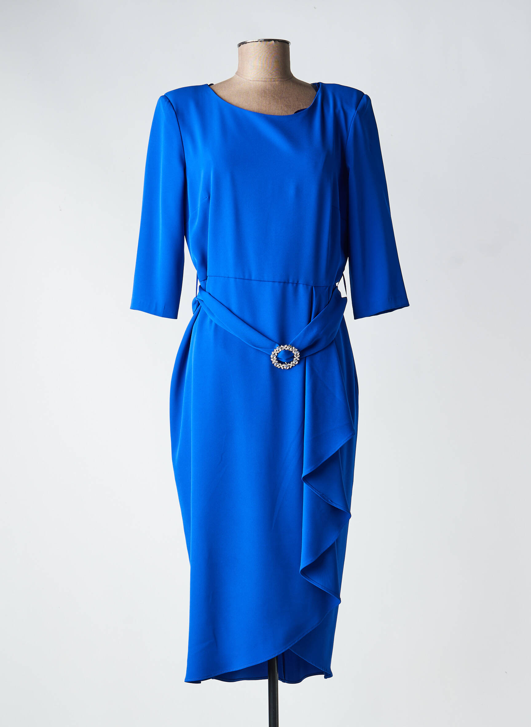 Robe mi-longue manches 3/4 manches 3/4 bleu BARILOCHE femme