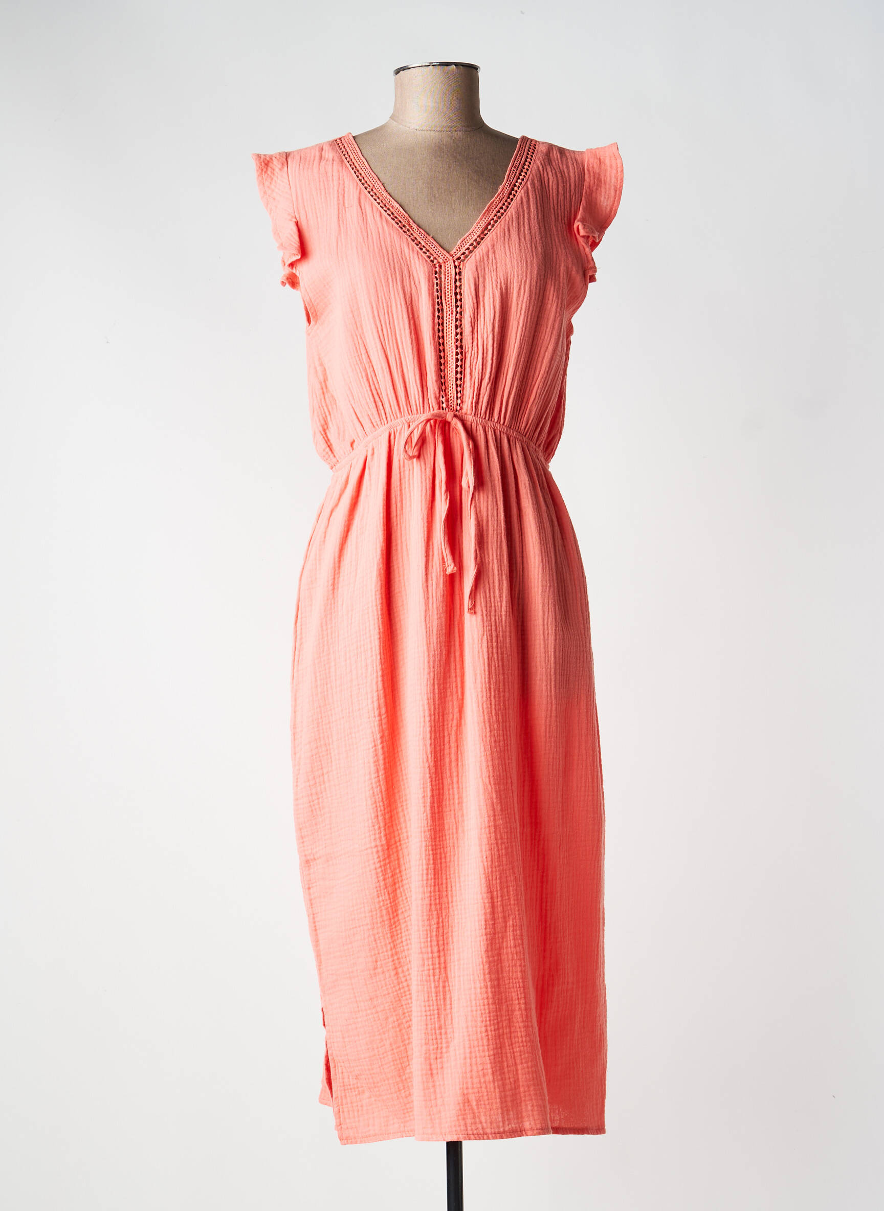 Robe longue manches courtes manches courtes orange MOLLY BRACKEN femme