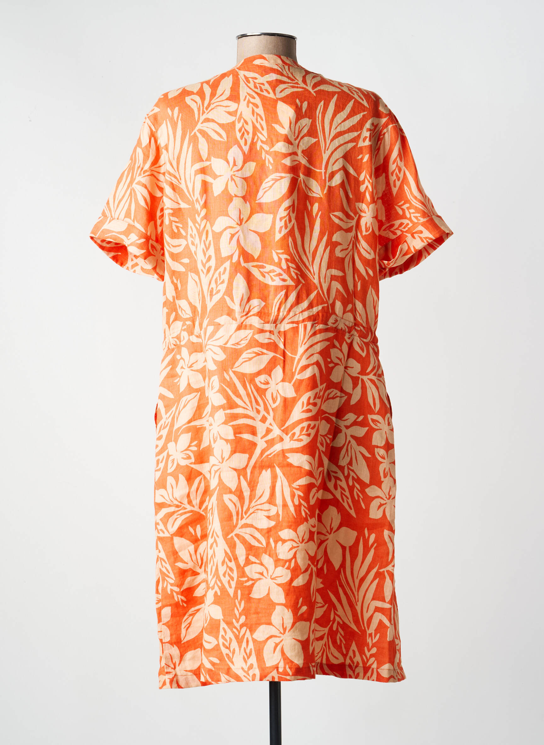 Robe mi-longue imprimé fleurs manches courtes orange ARMOR LUX femme