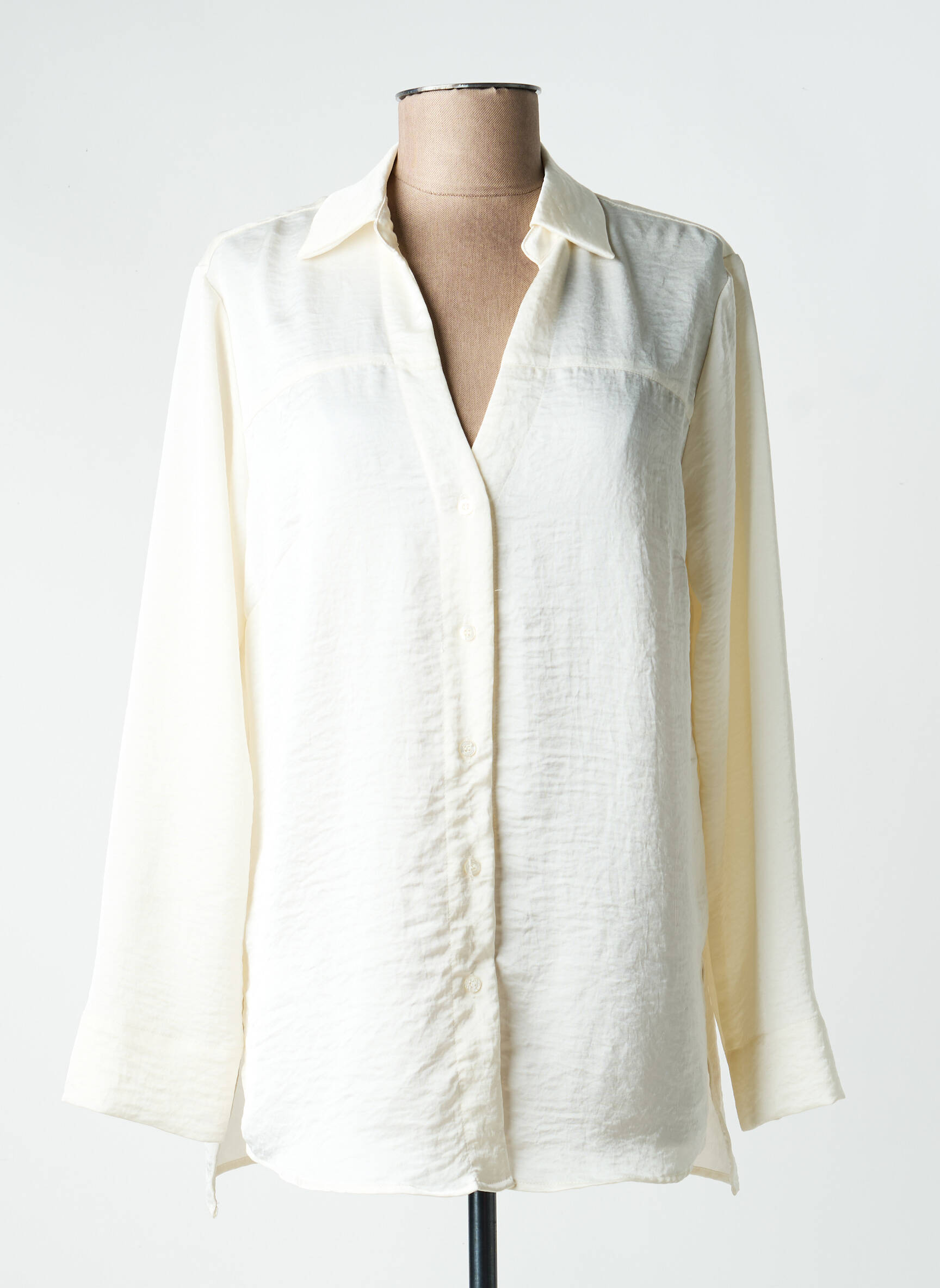 Chemisier coupe fluide manches longues beige ANDAM femme