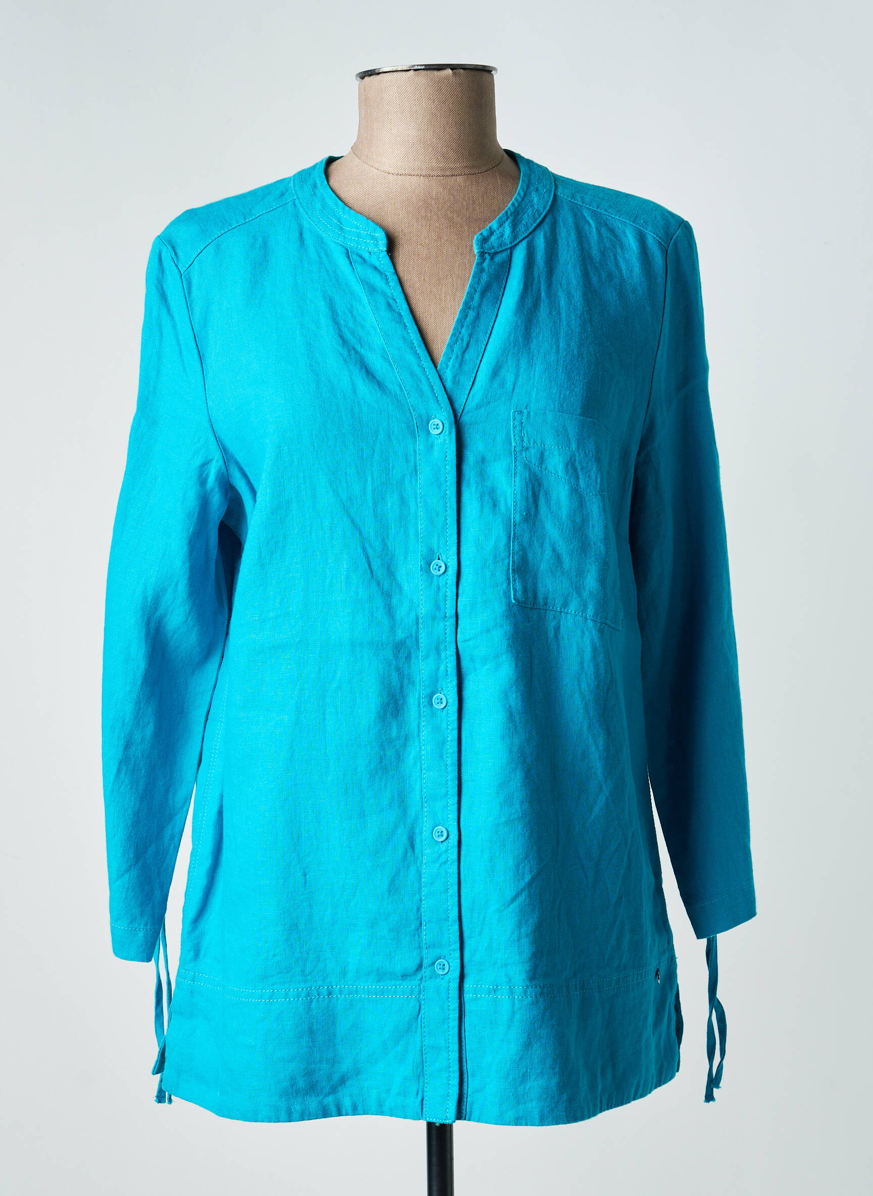 Tunique manches longues fermeture boutonnée sur le devant bleu DIANE LAURY femme