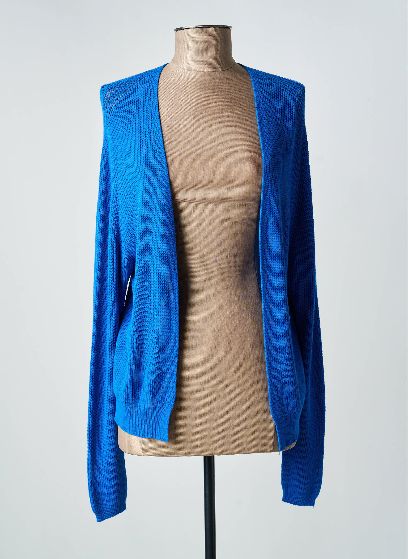 Gilet manches longues resserrée sur le bas bleu SIGNE NATURE femme