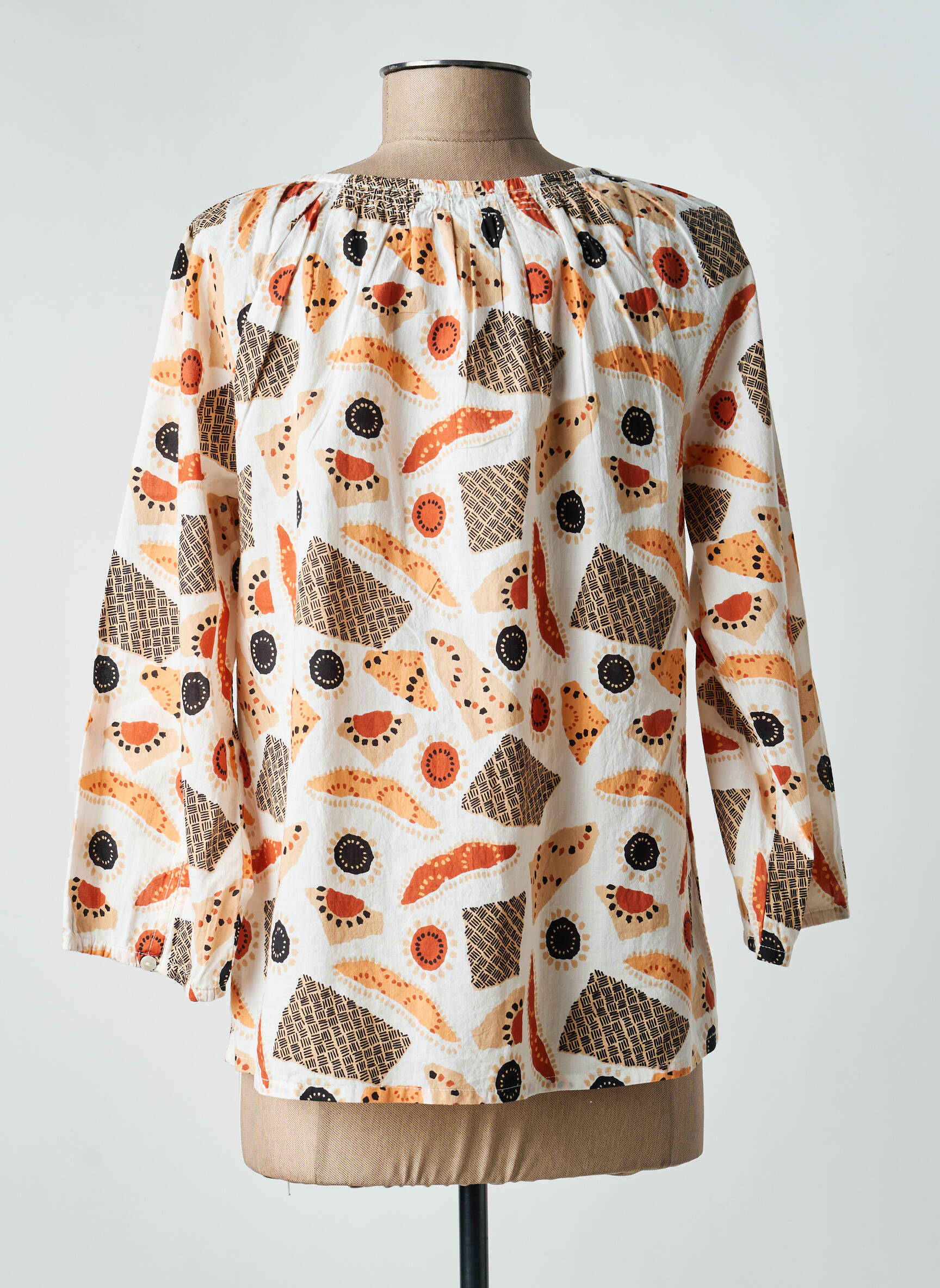 Blouse tissage popeline manches 3/4 orange AGATHE & LOUISE femme