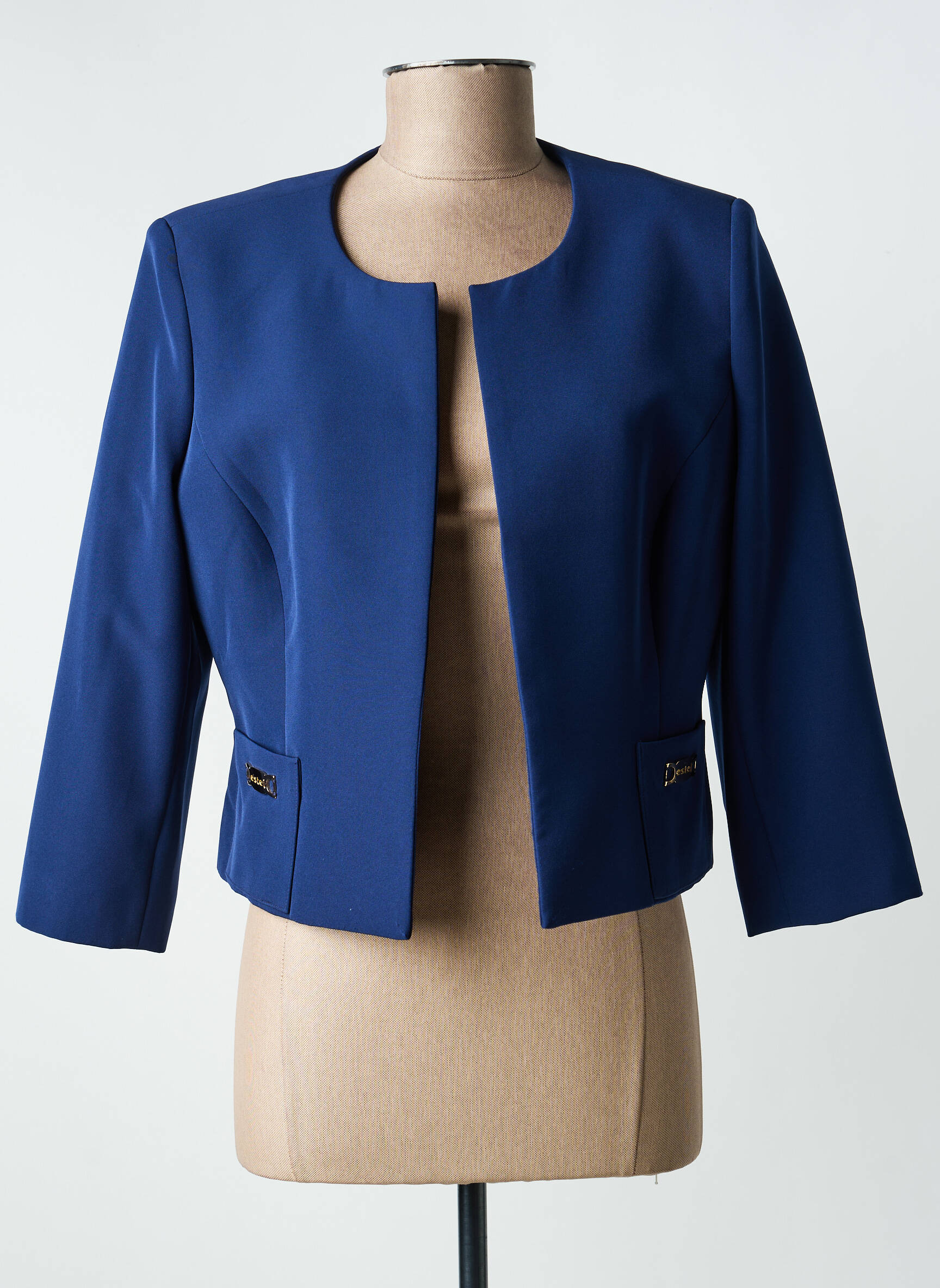 Veste chic tissage crêpe bleu ESTEL COLLECTION femme