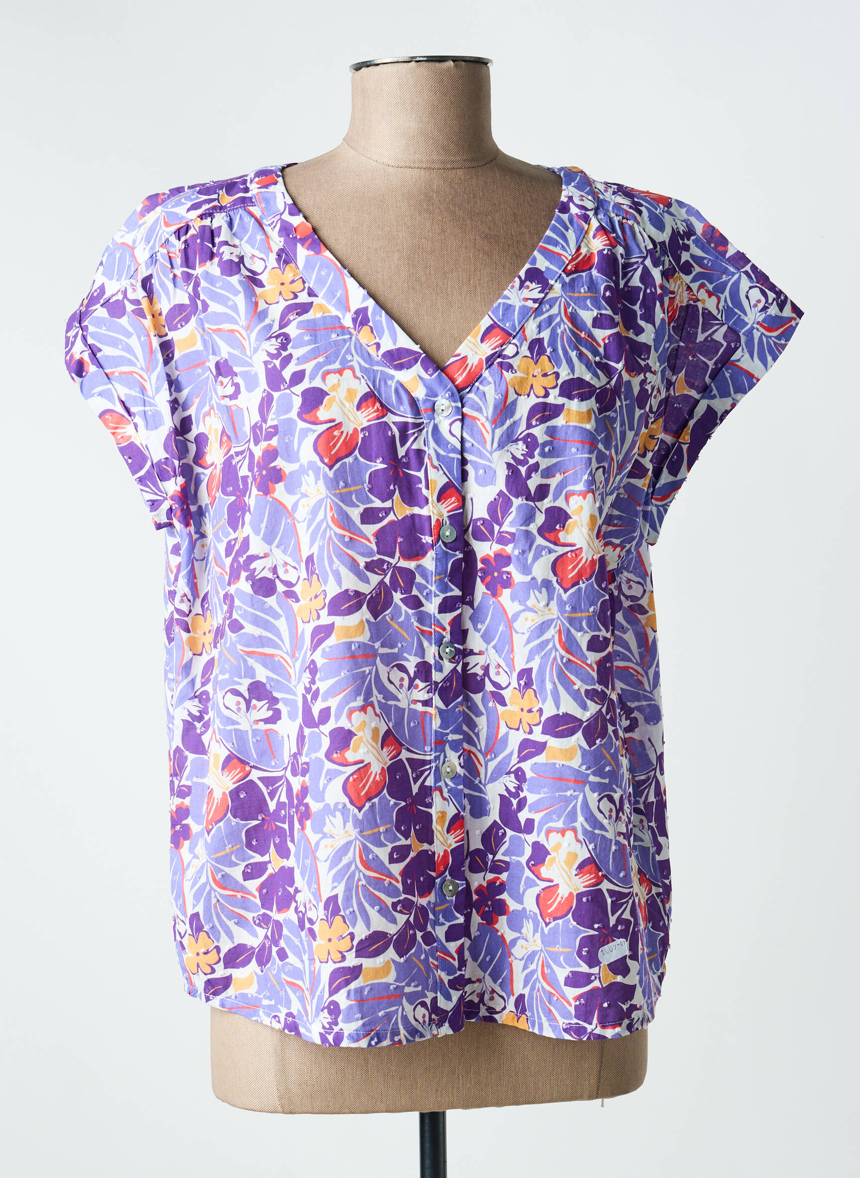 Chemisier manches courtes manches courtes violet C'EST BEAU LA VIE femme