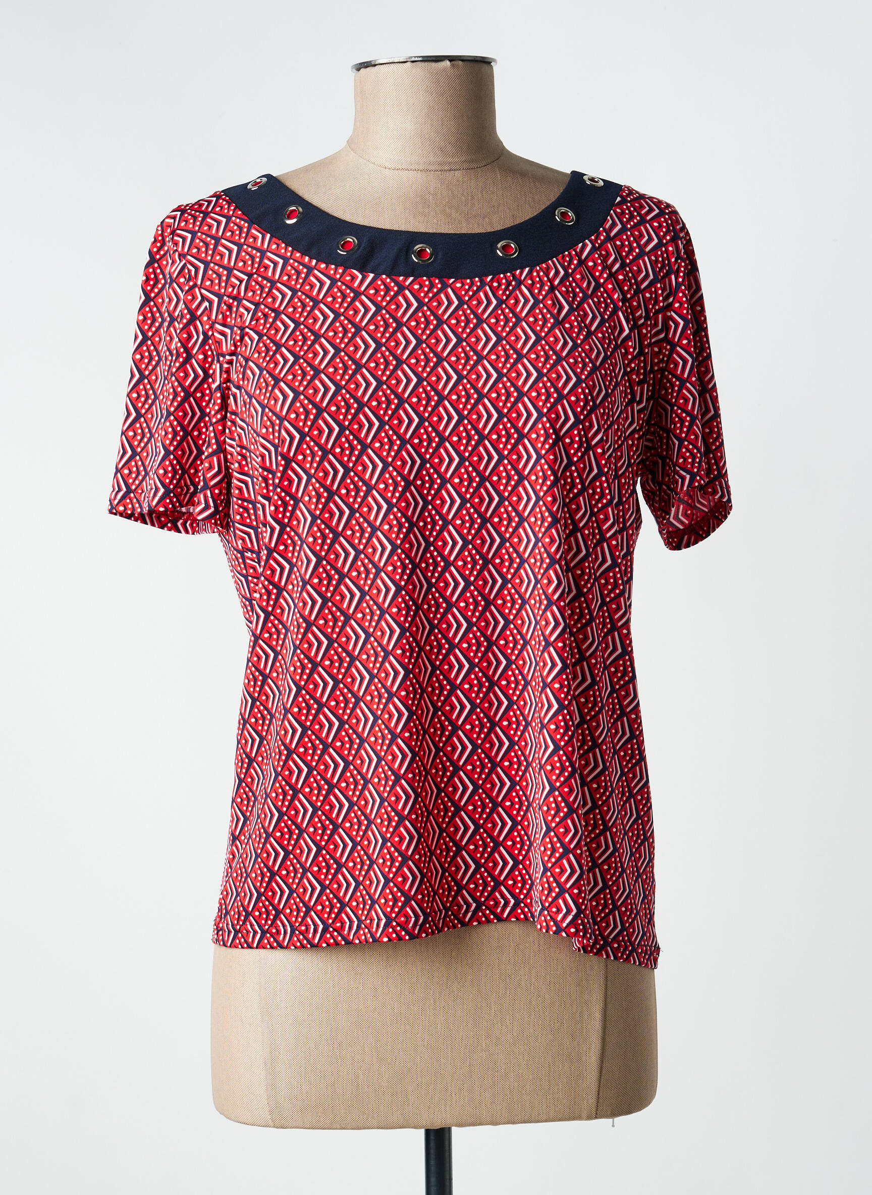 Top stretch manches courtes rouge GEVANA femme