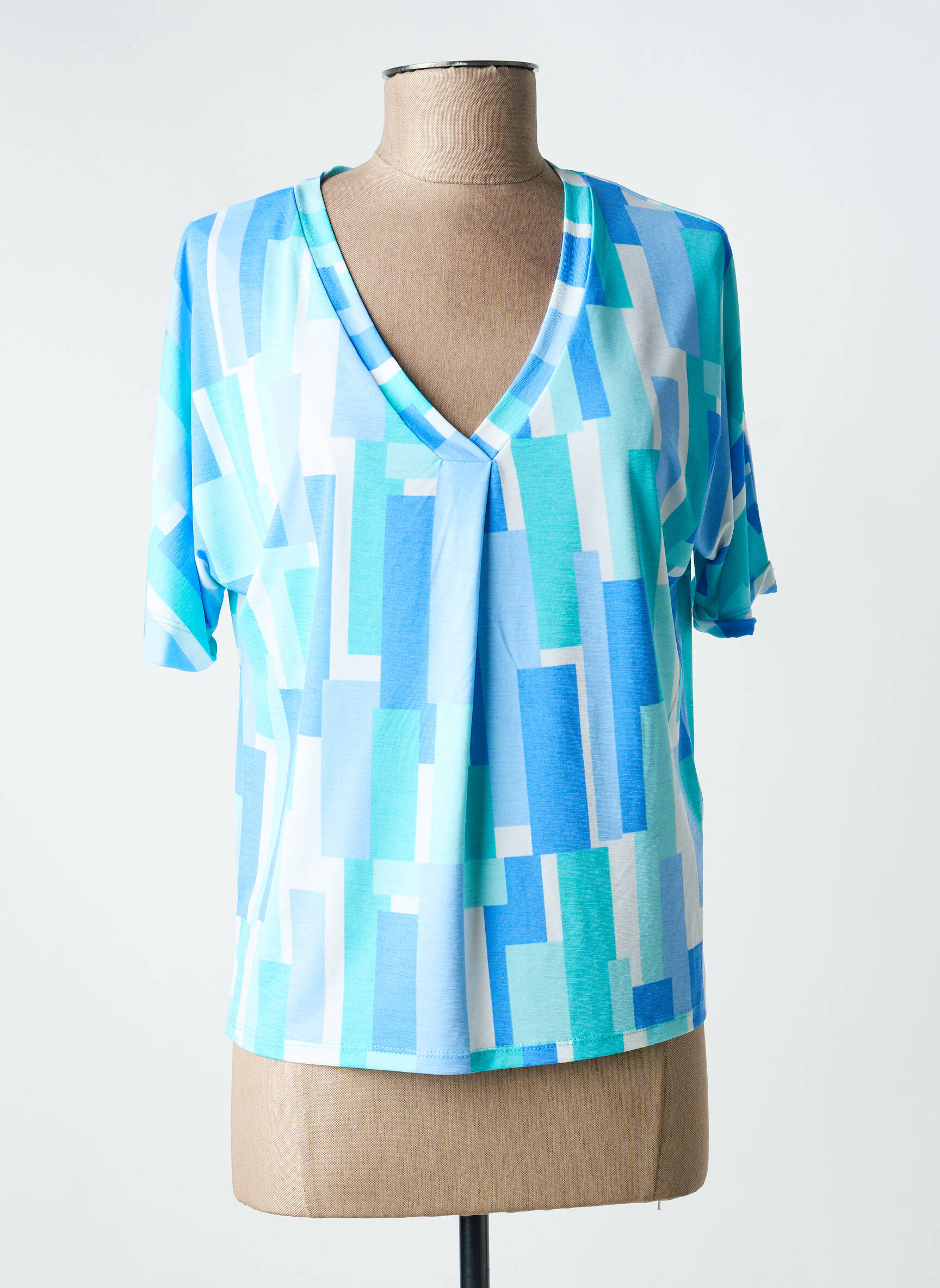T-shirt imprimé fantaisie manches courtes bleu MARBLE femme