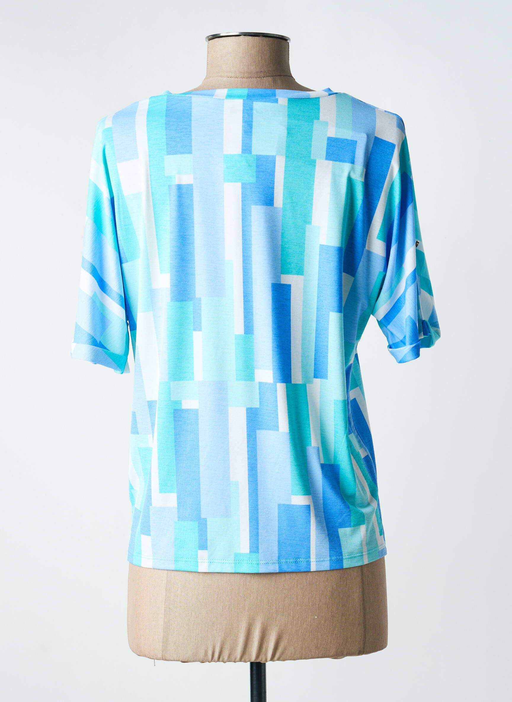 T-shirt imprimé fantaisie manches courtes bleu MARBLE femme