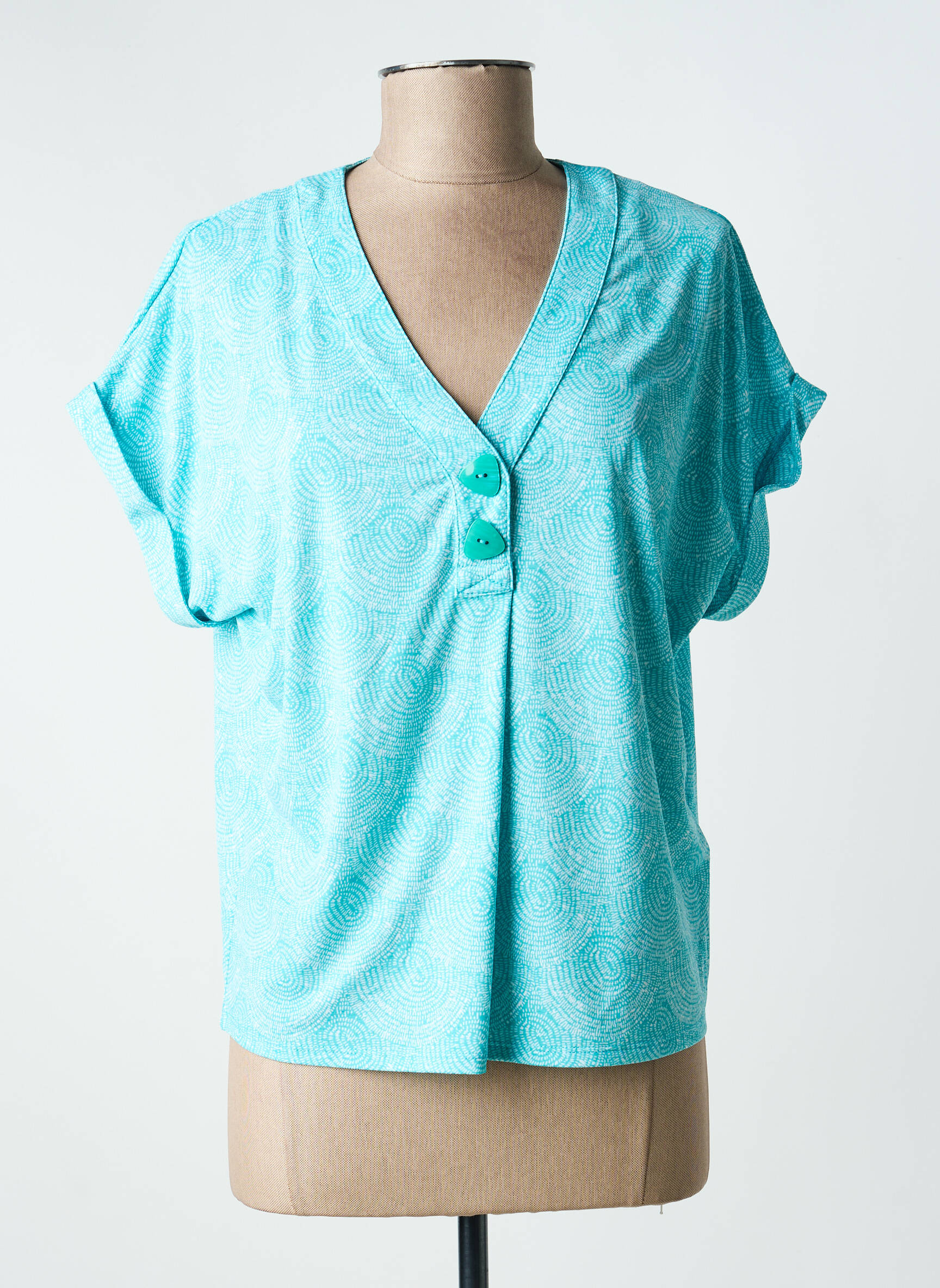 T-shirt imprimé fantaisie manches courtes bleu MARBLE femme