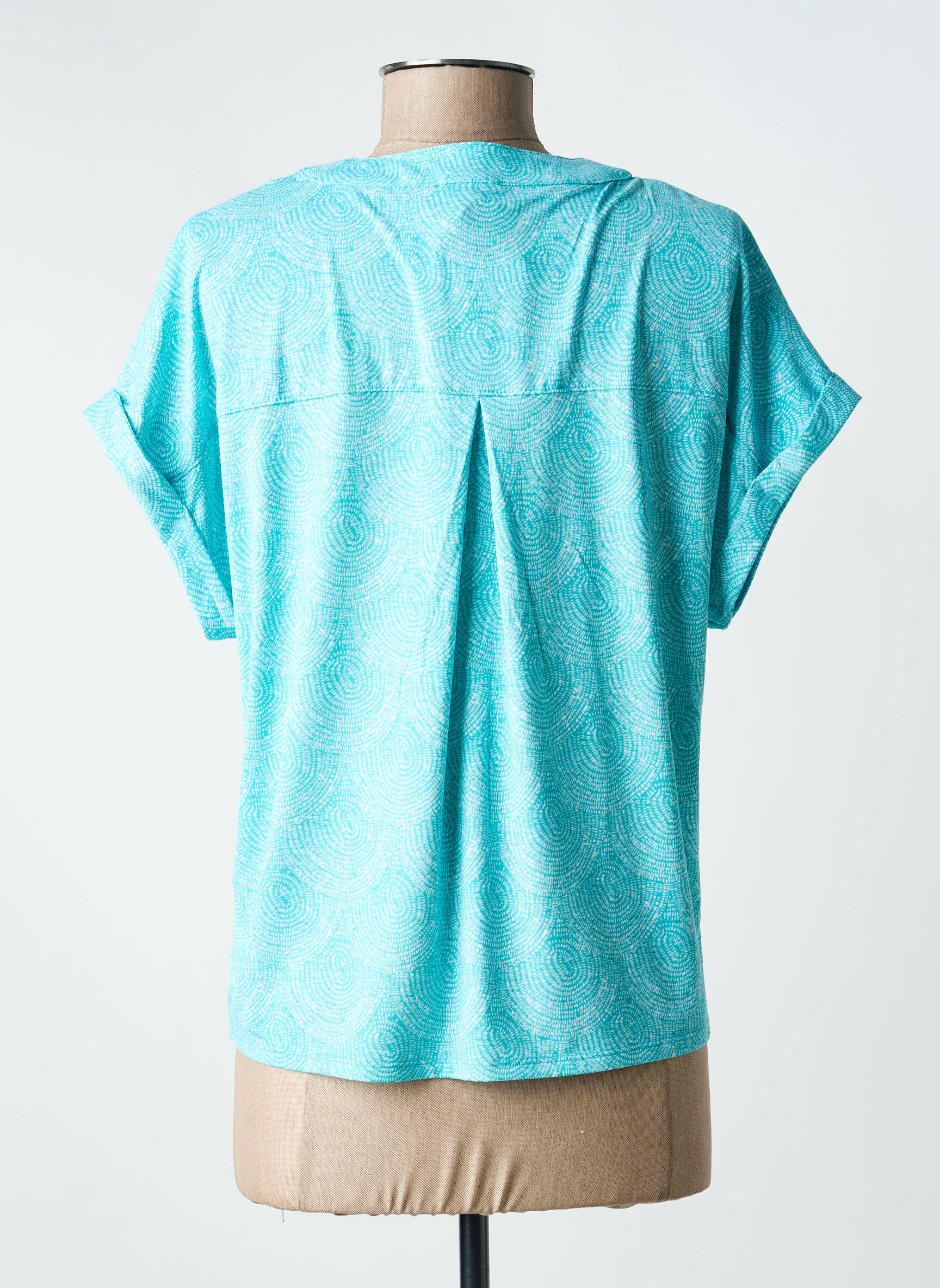 T-shirt imprimé fantaisie manches courtes bleu MARBLE femme