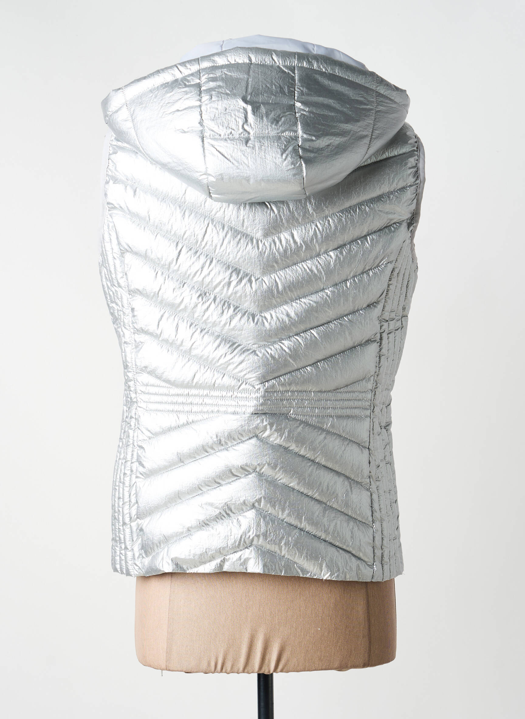 Doudoune poches a capuche argent JULIE GUERLANDE femme