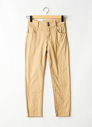 Pantalon slim tissage popeline taille normale beige C'EST BEAU LA VIE femme