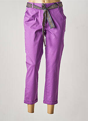 Pantalon 7/8 stretch taille normale violet JULIE GUERLANDE femme