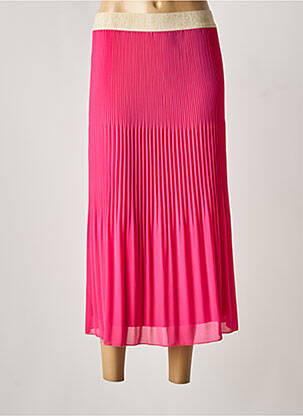Jupe mi-longue coupe droite rose SIGNE NATURE femme
