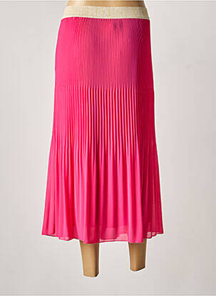 Jupe mi-longue coupe droite rose SIGNE NATURE femme