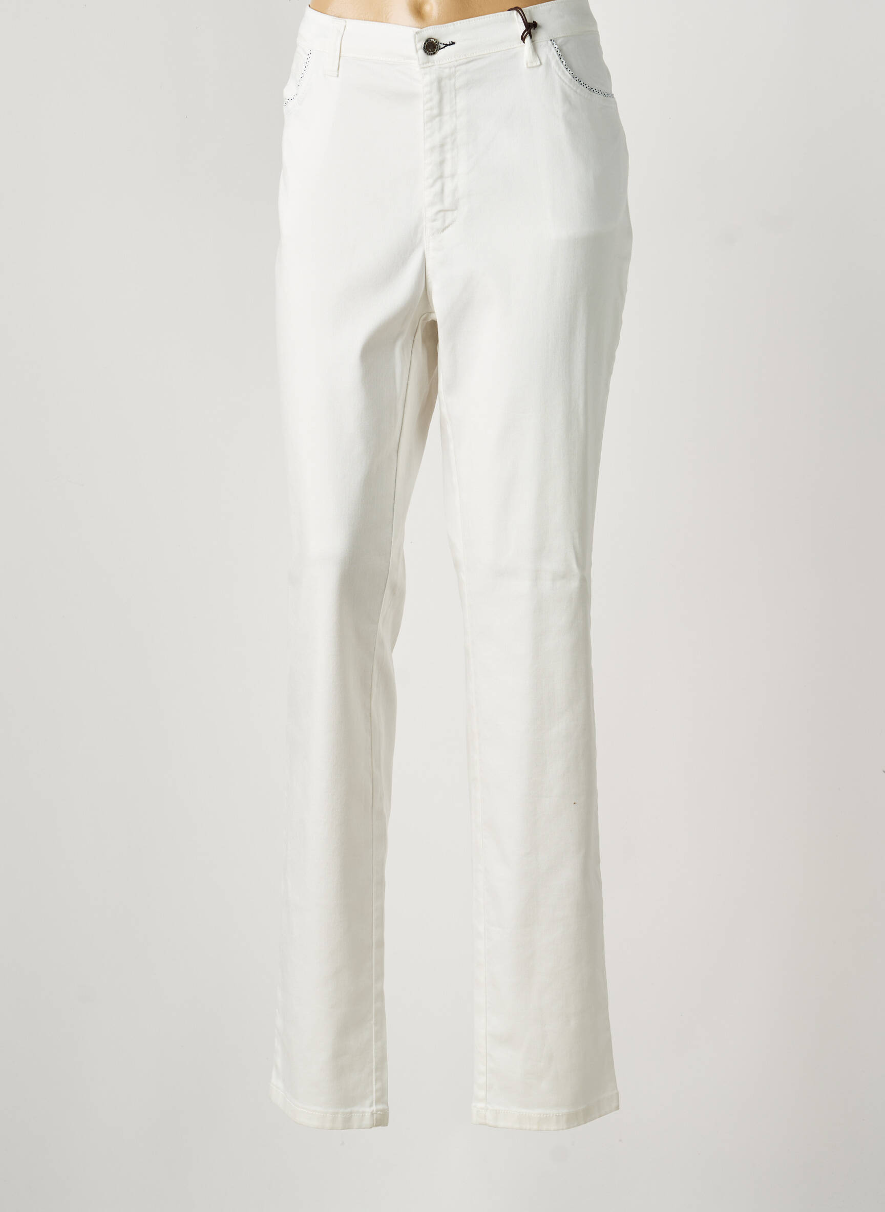 Pantalon droit stretch taille normale blanc WALTRON femme