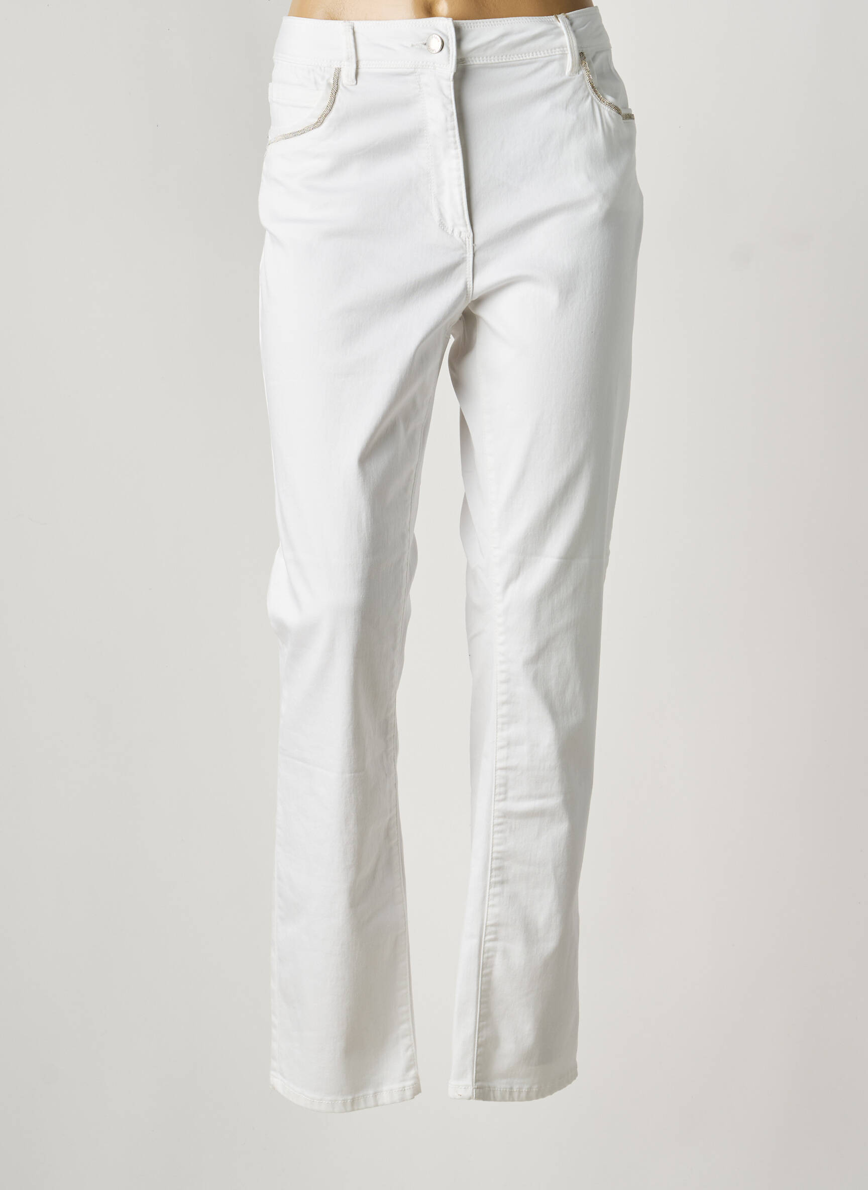 Pantalon droit stretch taille normale blanc DIANE LAURY femme