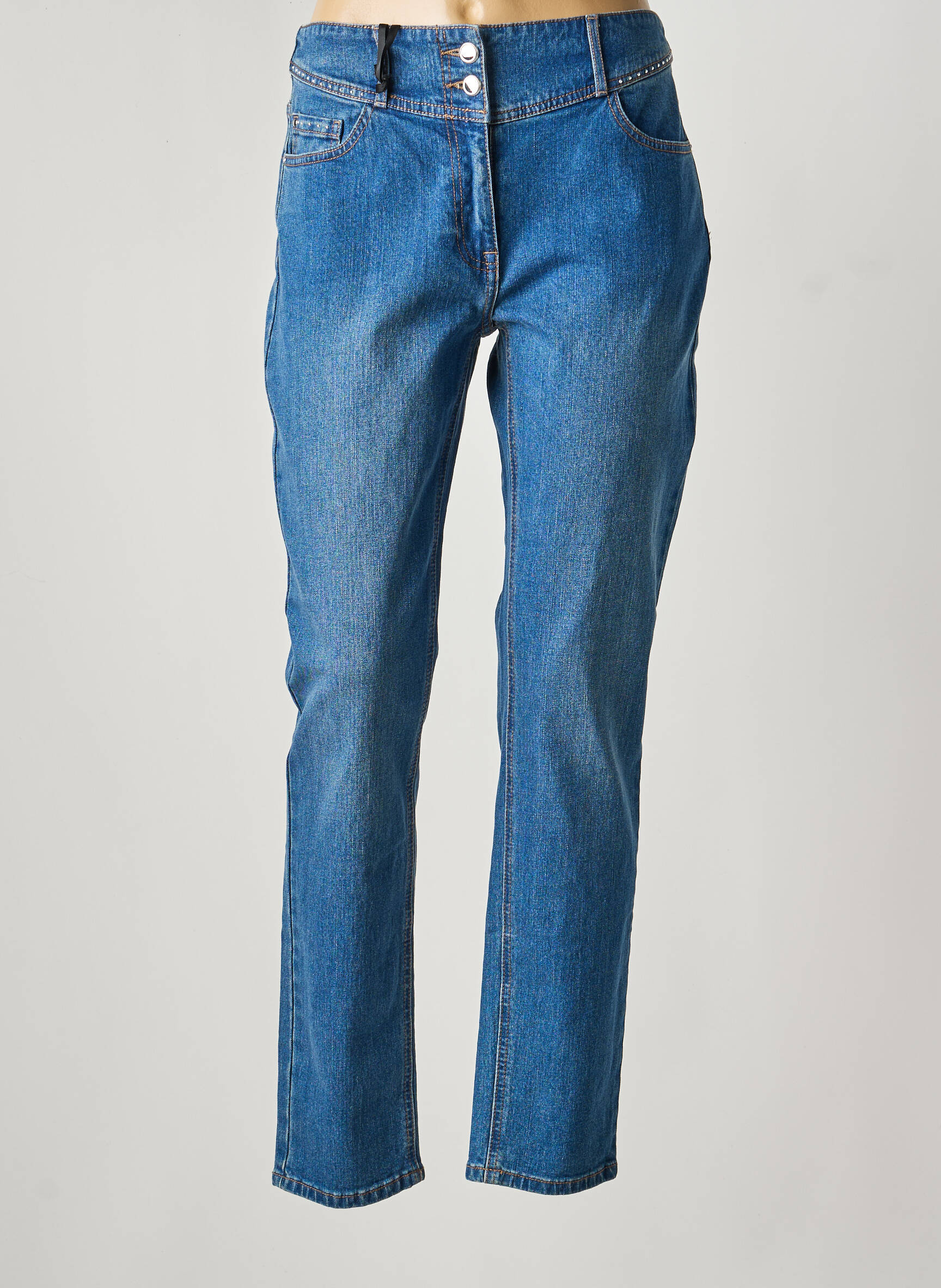 Jeans coupe slim stretch taille normale bleu JULIE GUERLANDE femme