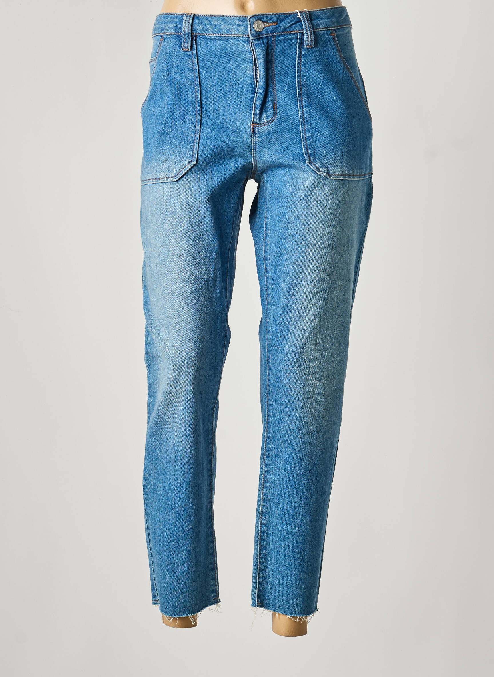 Jeans coupe droite stretch taille normale bleu C'EST BEAU LA VIE femme