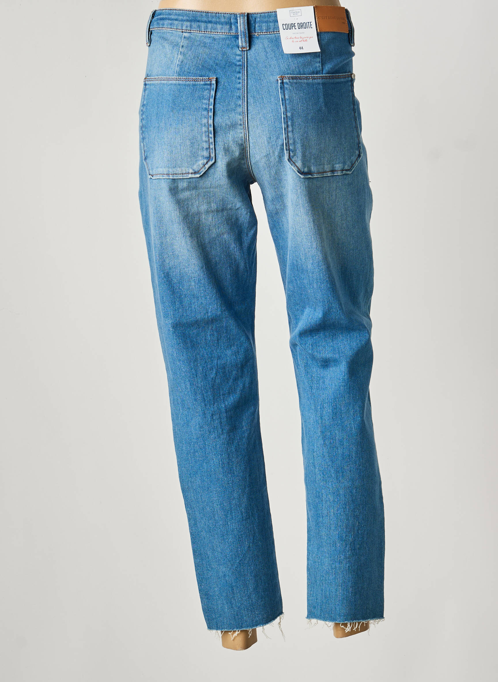 Jeans coupe droite stretch taille normale bleu C'EST BEAU LA VIE femme