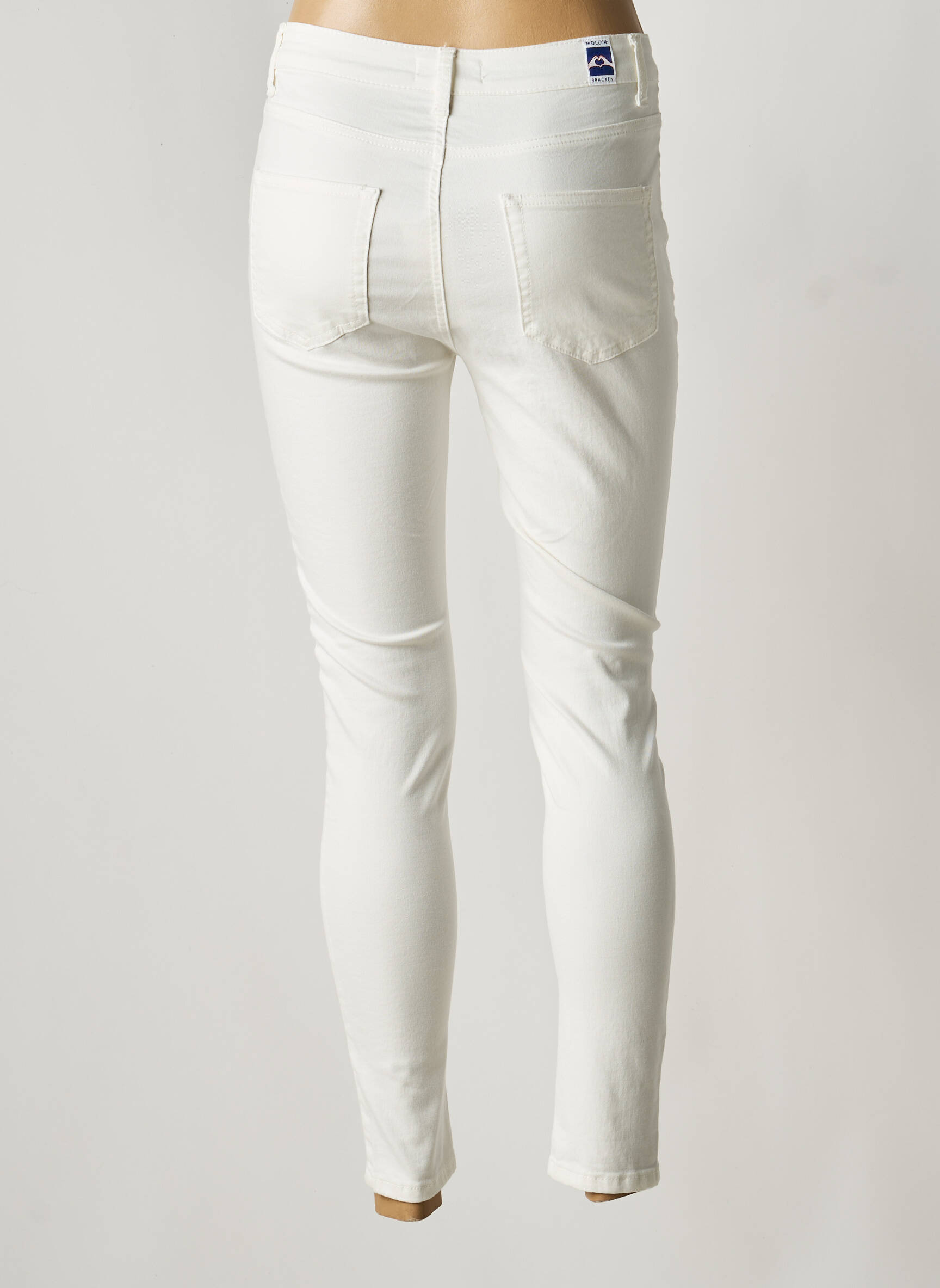 Pantalon slim tissage popeline taille normale blanc MOLLY BRACKEN femme