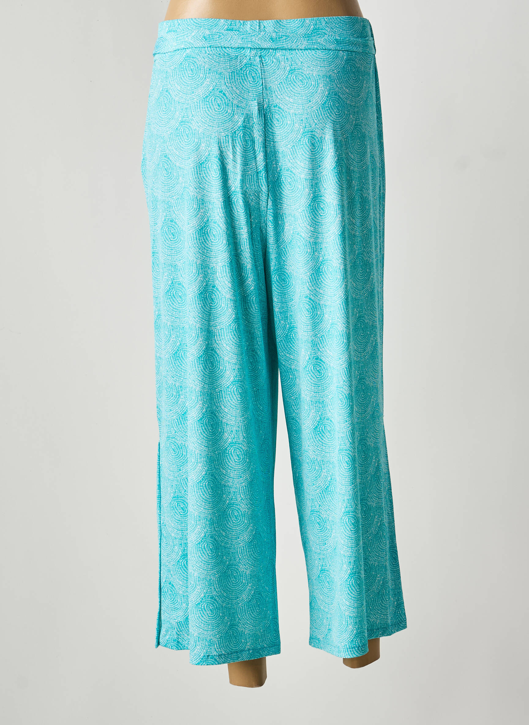 Pantalon large tissage popeline taille normale bleu MARBLE femme