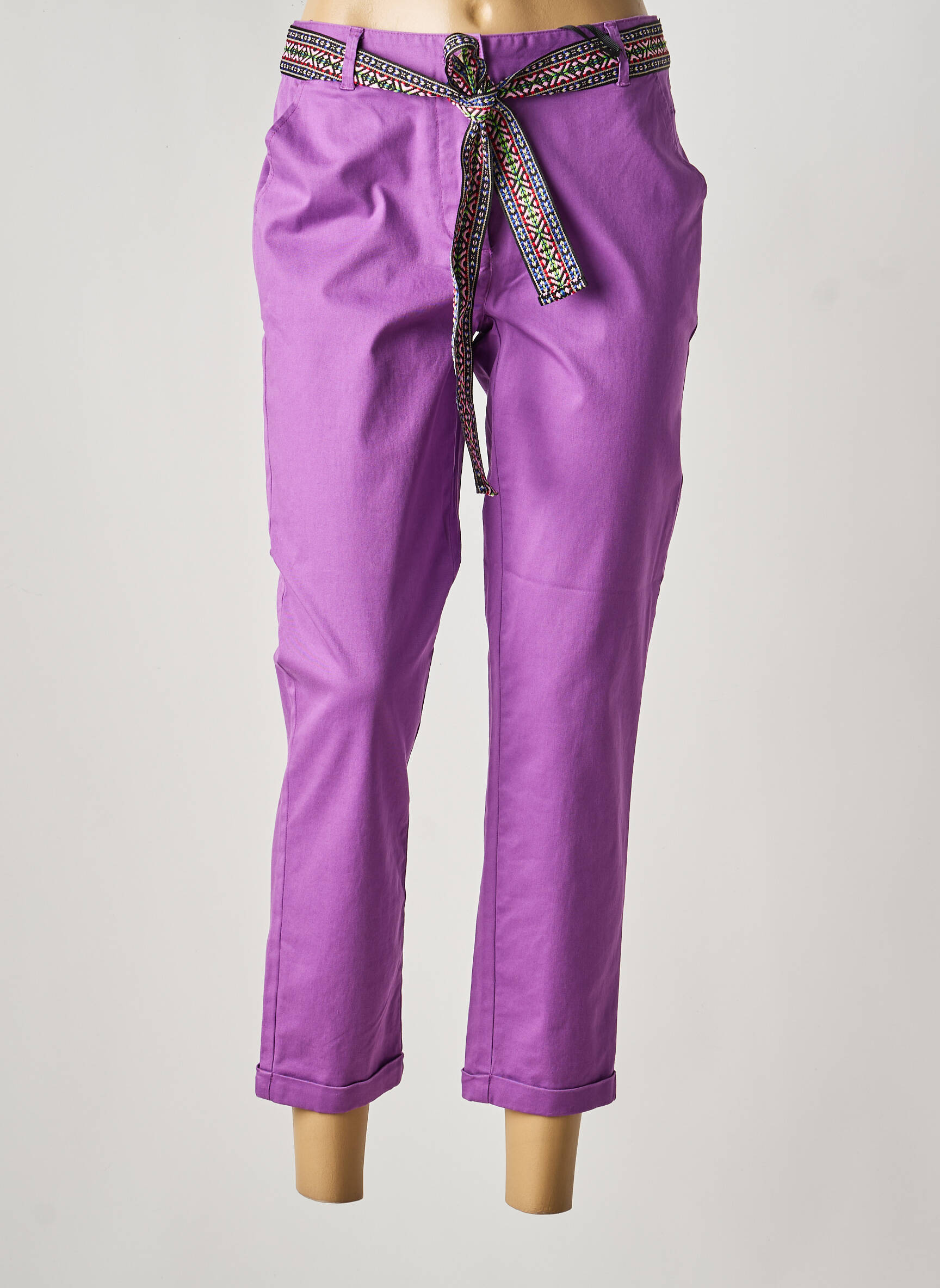 Pantalon 7/8 stretch taille normale violet JULIE GUERLANDE femme