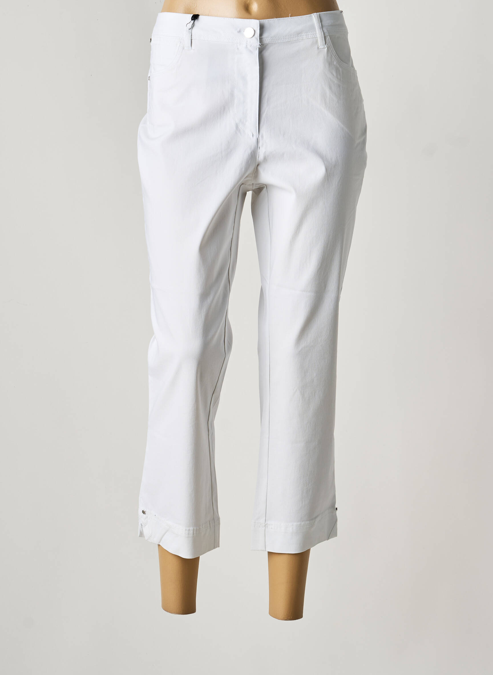 Pantalon 7/8 stretch taille normale blanc JULIE GUERLANDE femme