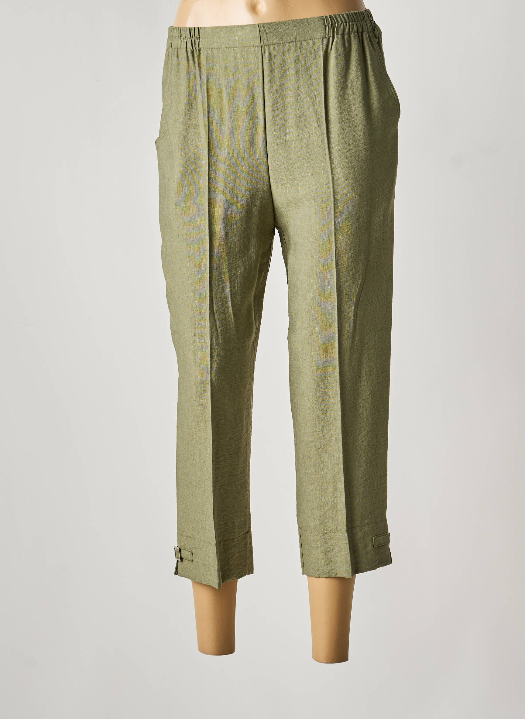 Pantacourt coupe droite taille normale vert GEVANA femme
