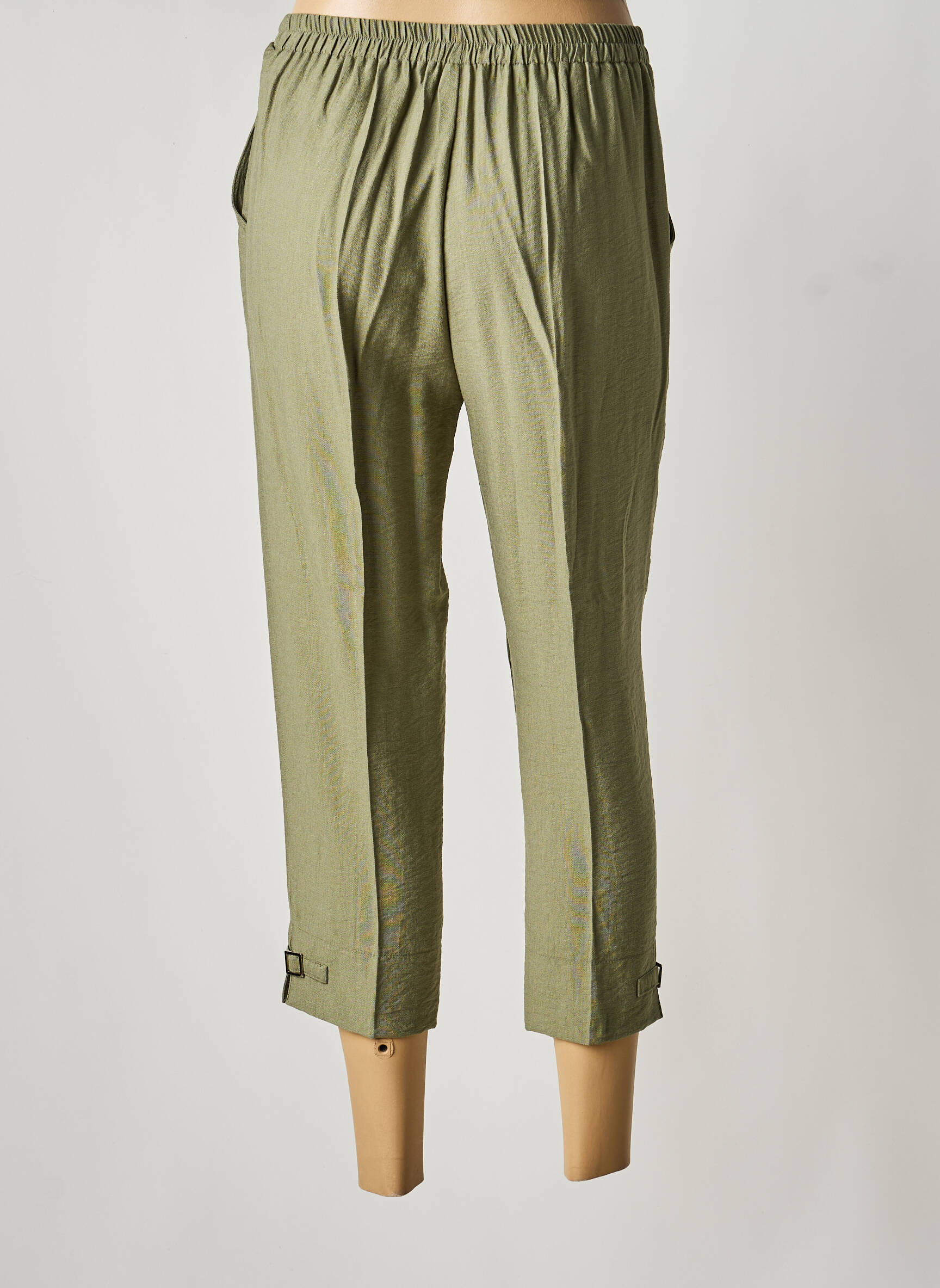 Pantacourt coupe droite taille normale vert GEVANA femme