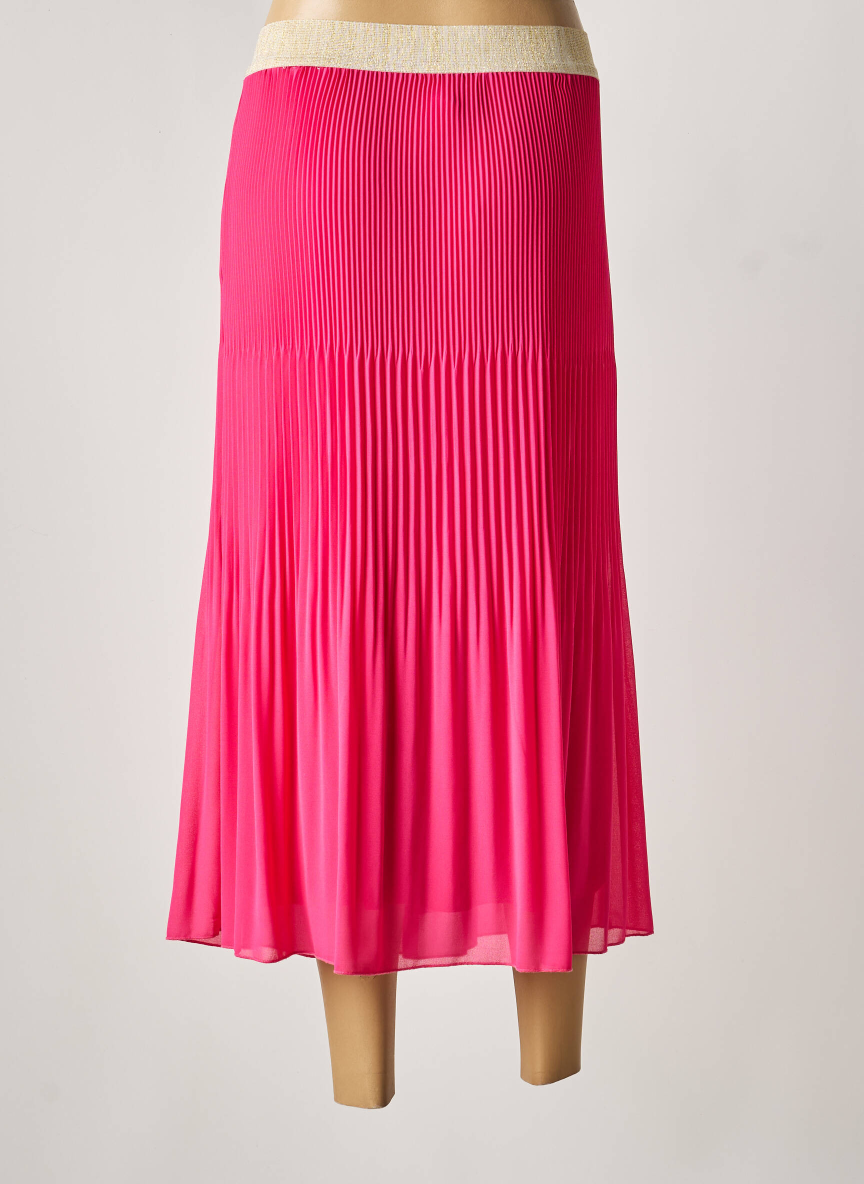 Jupe mi-longue coupe droite rose SIGNE NATURE femme