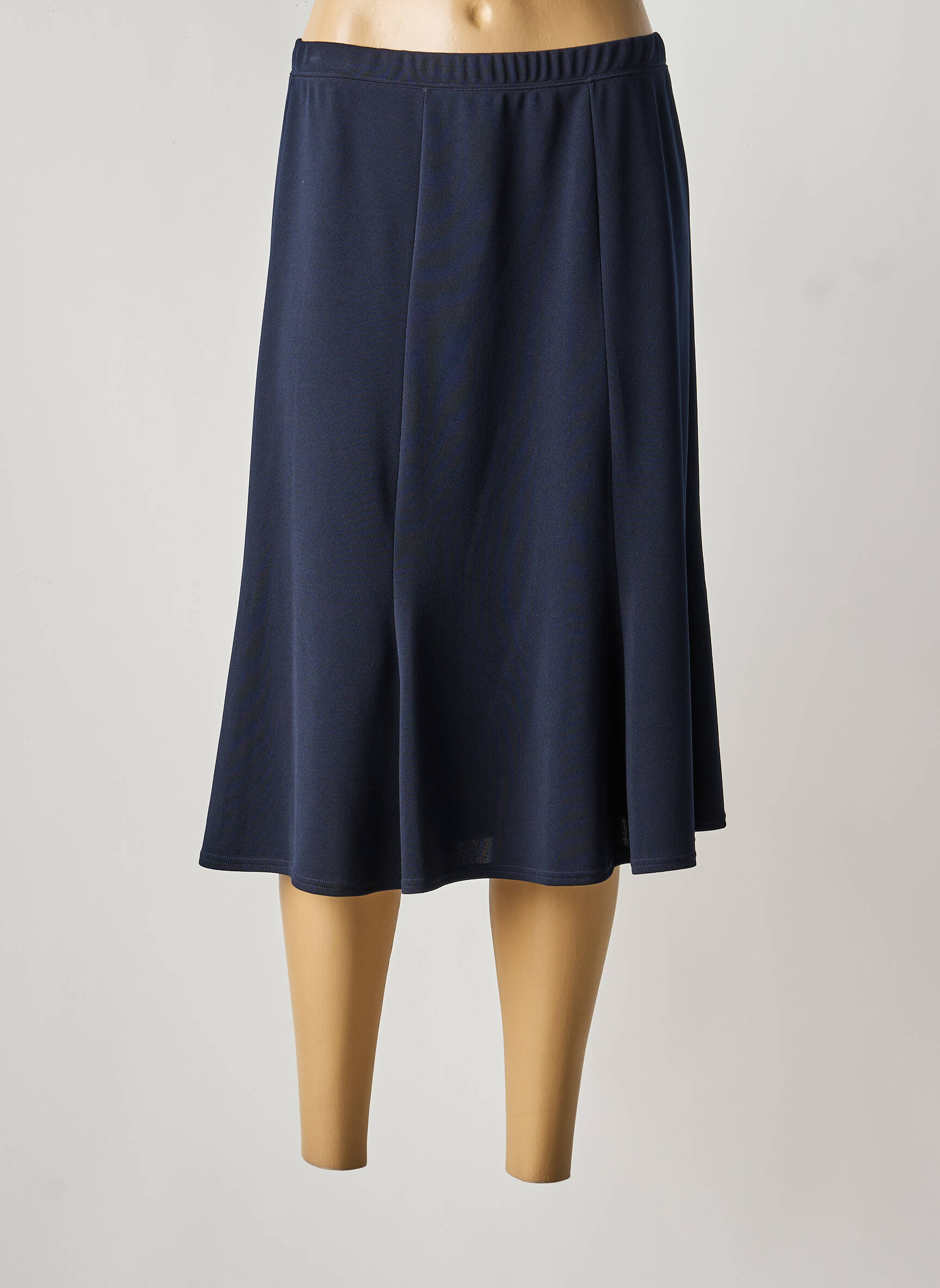 Jupe mi-longue stretch bleu GEVANA femme