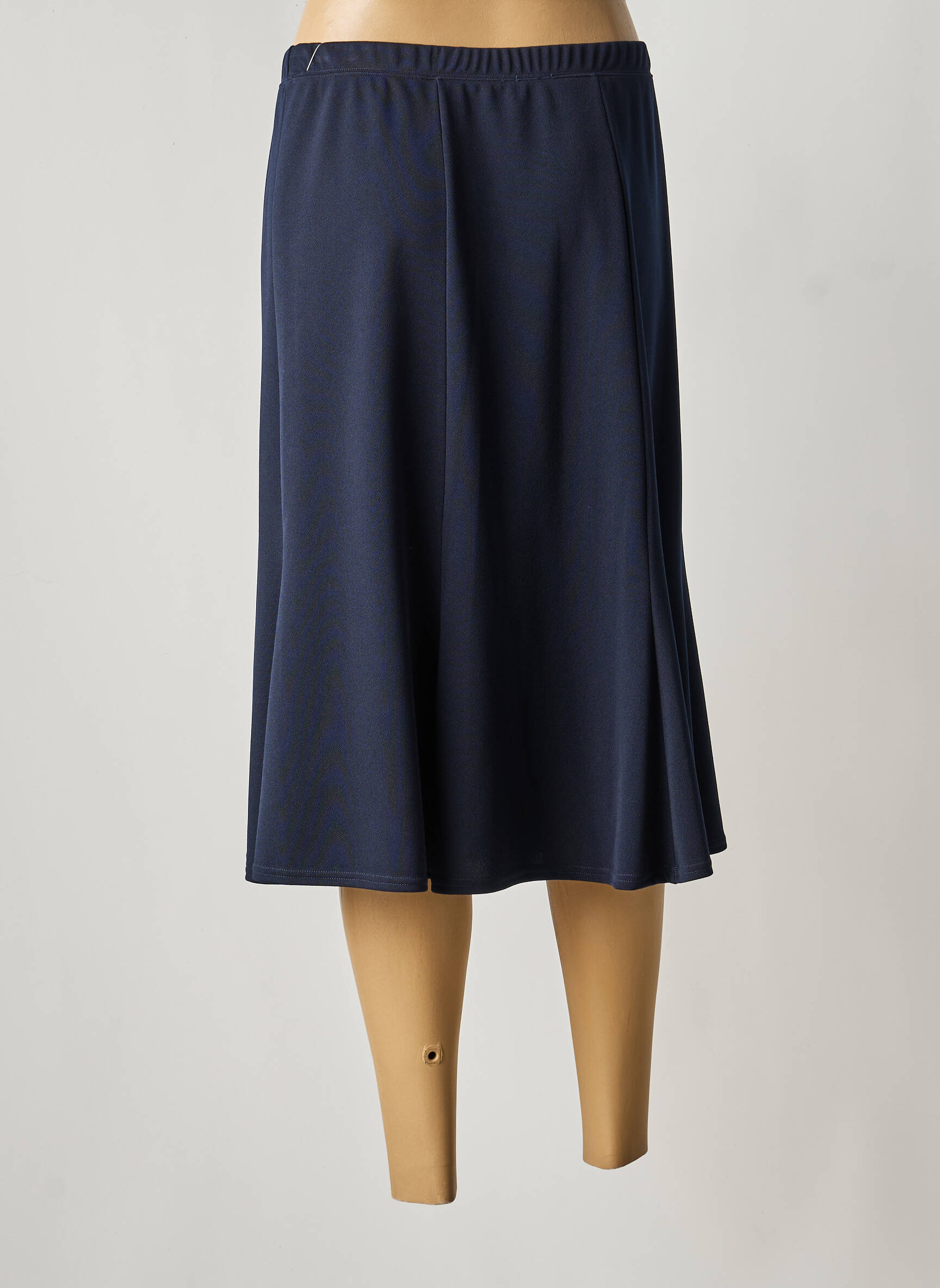 Jupe mi-longue stretch bleu GEVANA femme