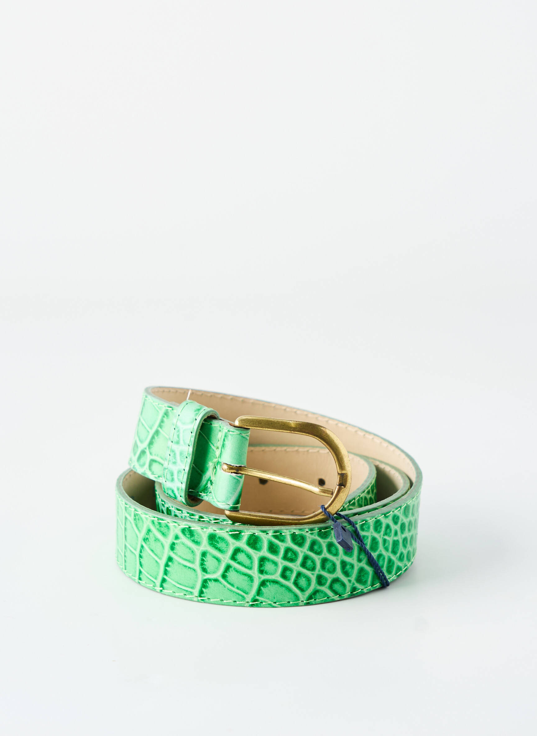 Ceinture tissage effet écaille vert SIGNE NATURE femme