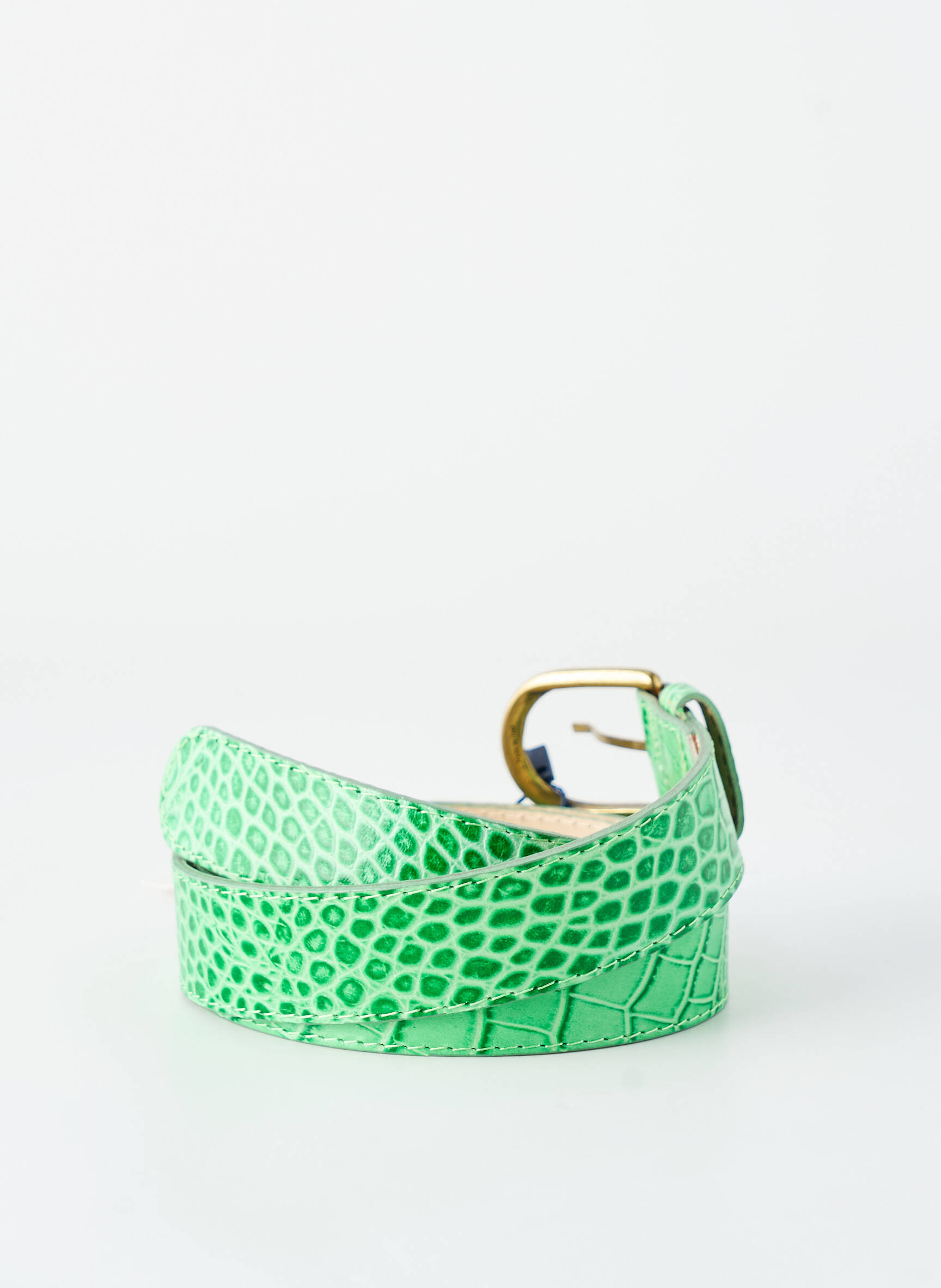 Ceinture tissage effet écaille vert SIGNE NATURE femme