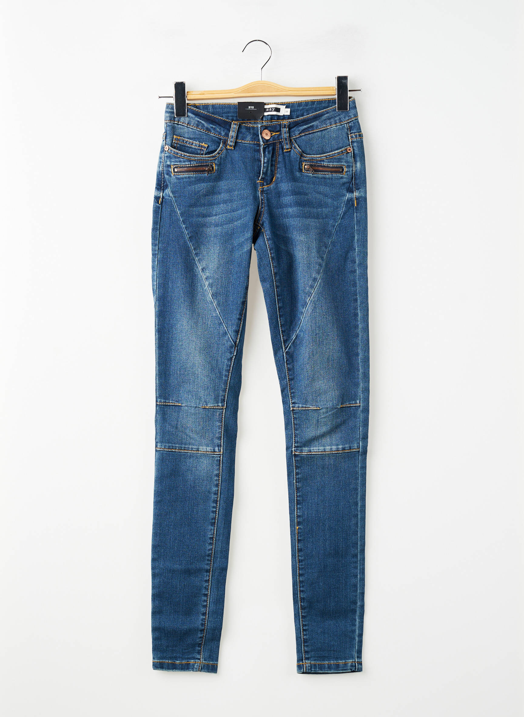 Jeans skinny tissage brut taille basse bleu NOISY MAY femme