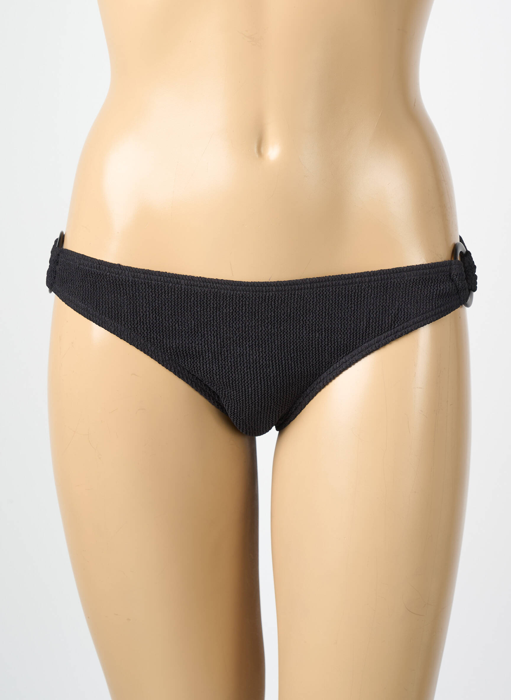 Bas de maillot de bain effet matière satinée culotte noir PIECES femme
