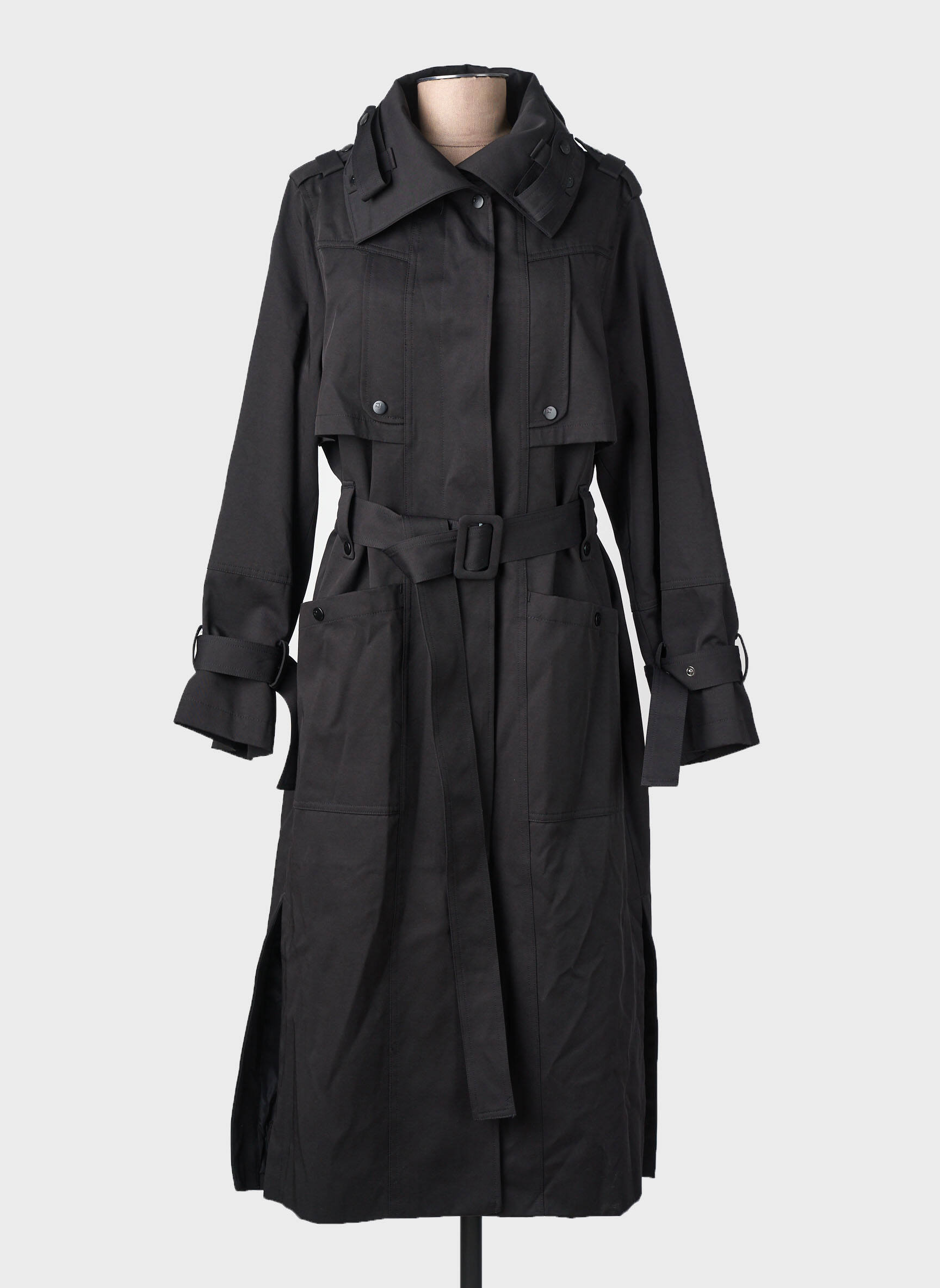 Trench tissage popeline sans capuche noir ZHRILL femme