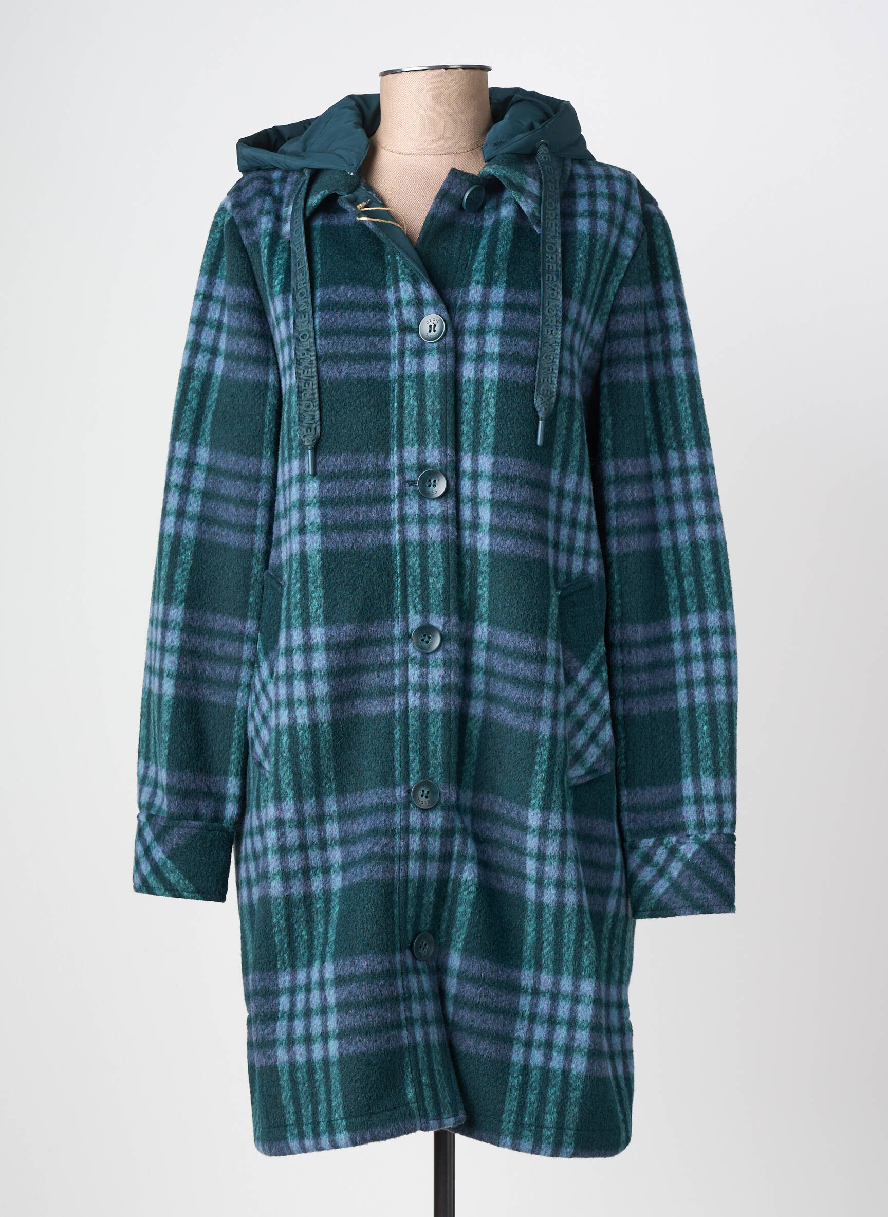Manteau long a capuche a capuche vert CECIL femme
