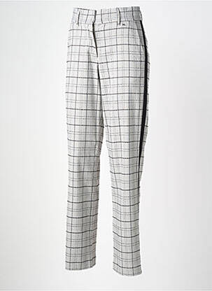 Pantalon droit fermeture zippée sous rabat boutonné taille normale gris ANDAM femme